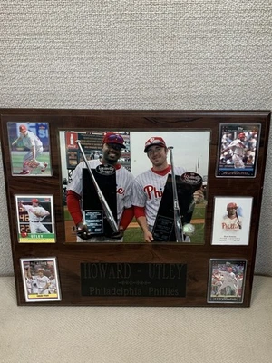 Philadelphia Phillies Ryan Howard And Chase Utley Matted Wood Plaque 15"X18" - Image 1 of 4