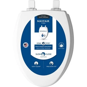 Kendall Never Loosens Elongated Enameled Wood Toilet Seat with Easy Clean and - Picture 1 of 9