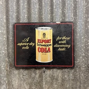 Schweppes Export Cola Vintage Screen Printed Tin Milk Bar Soft Drink Sign - Picture 1 of 6