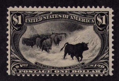1898 US SC 292 $1 Western Cattle in Storm - MLH Mint OG Fine - Image 1 of 3