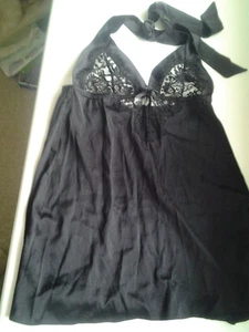 MYLA RARE BLACK SILK CHERIE HALTER NECK BABYDOLL DRESS SIZE SMALL RRP £185 BNWT - Picture 1 of 6