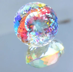 Natural Mystic Quartz 68.50 Ct Rainbow Color Stunning Certified Round Gemstone - Picture 1 of 8