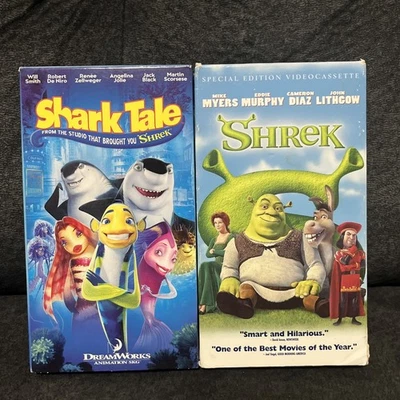 DreamWorks Animated VHS Lot Bundle - Shrek (2001) & Shark Tale (2005) - Image 1 of 4
