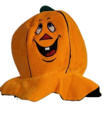 Orange Pumpkin Smiley Face Costume Floppy Hat Halloween One Size - Image 1 of 4