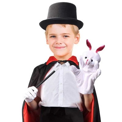 Magician Costume Set with Cloak Cape Top Hat Wand Gloves Rabbit Puppet - Image 1 of 4