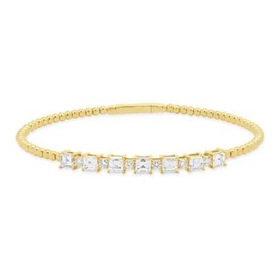 18K Yellow Gold Round and Asscher Cut Alternating Diamond Flex Bracelet - Image 1 of 4
