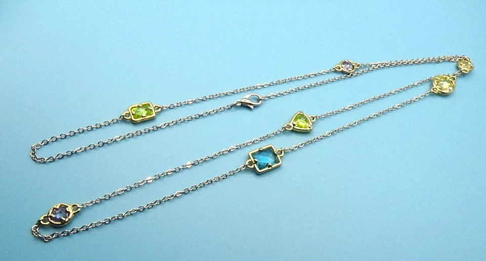 Collar Estación Largo 36" Elementos Cristal Swarovski Multicolor Tono Plata Foto 1 de 4