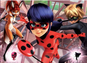 Puzzle Holzpuzzle Miraculous Ladybug Chat Noir SUPER HEROEZ 100 Teile 14x10 - Bild 1 von 7