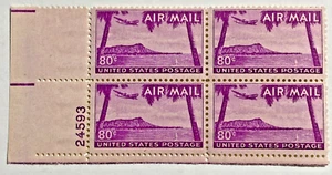 US #C46 Airmail Stamps 80 cent Diamond Head, HI Plate block of 4 MNH VF/XF - Picture 1 of 4