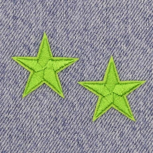 2 Lime Green STAR Patches Iron On Sew On Stars Patch Embroidered Applique Badges - Picture 1 of 6