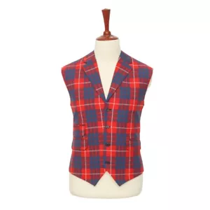 Gilet Abito Da Uomo Babbo Rosso Blu Lana a Quadri Fatto a Mano Formale Vita Da Matrimonio XL 46 - Foto 1 di 8