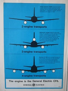 4/1973 PUB GENERAL ELECTRIC CF6 ENGINE MOTEUR AVIATION AIRLINER ORIGINAL AD - Imagen 1 de 1