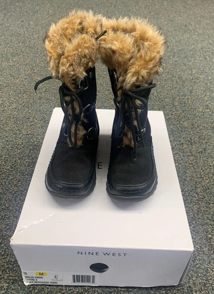 Nine West Niñas Daphne Moda Negro Invierno Botas Zapatos Talla 8M #NKBJ20-29KMS Foto 1 de 4