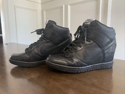 Nike Shoes Dunk Sky Hi Hidden Wedge Heel High Leather Black Snake Womens US 8 Foto 1 de 4