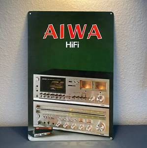 Aiwa Hifi Cassette Player Amplifier Ad Metal Poster -20x30cm Tin Sign - Picture 1 of 5