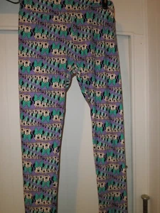 LEGGINGS LULAROE TC DISNEY MINNIE MOUSE VIOLA VIOLA FACCE A CASCATA nuovi con etichette - Foto 1 di 3