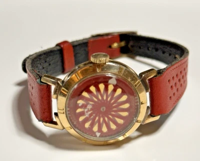 Ernest Borel Red Cocktail Watch Kaleidoscope 17 Jewels WORKS Vintage European - Image 1 of 4