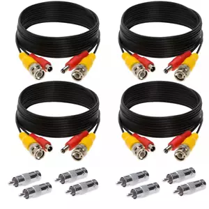 4 x 10FT Video Power Cable BNC DC Security Camera RCA DVR Cord for CCTV - Picture 1 of 11