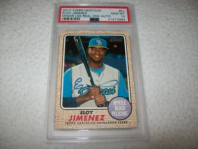 2017 TOPPS Heritage eloy jimenez autografado Myrtle Beach Pelicans PSA 10 - Imagem 1 de 3