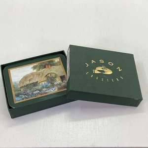 JASON Coasters Country Cottage ￼D4715 Set Of Six Rectangular Cork Bottom W/ Box - Picture 1 of 12