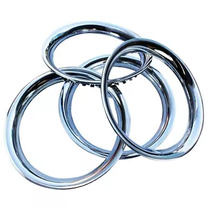Chrome Wheel Trim Rings Beauty (Band) 15" set 4. Steel Chrome Finish Band Ring - Bild 1 von 5