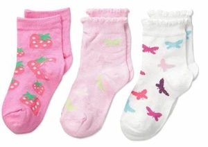 Country Kids Girls' 3 Pk, White/Pink/Bubble Gum, Sock Size Years - Picture 1 of 1