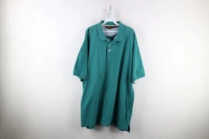 Vintage 90s Eddie Bauer Mens 2XLT Faded Heavyweight Collared Polo Shirt Teal - Picture 1 of 7