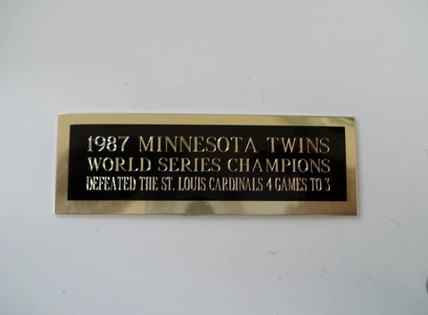 Minnesota Twins Baseball Card 1987 World Series Card Plaque Nameplate 1" X 3" Cover