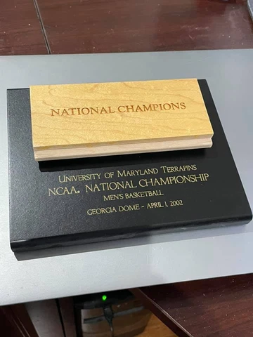 Maryland 2002 National Championship basketball game floor plaque Terrapins Black Cover