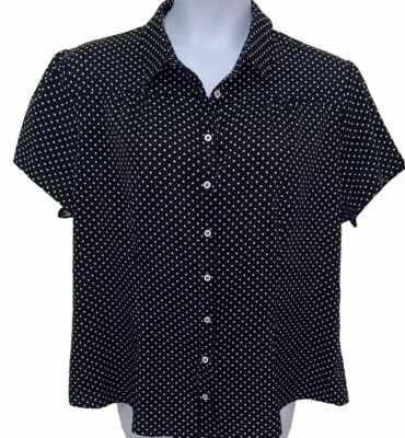 Blusa negra con botones a lunares de Belle Pogue talla 3XL NUEVA CON ETIQUETAS Top ligera 20 22 Foto 1 de 4