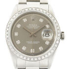 Rolex Mens Datejust Gray Dial 18K White Gold & Stainless Steel Diamond Watch