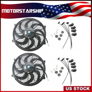 2 x 14" Universal 12V Electric Radiator Fan Pull & Push Racing Engine Cooling - Picture 1 of 10