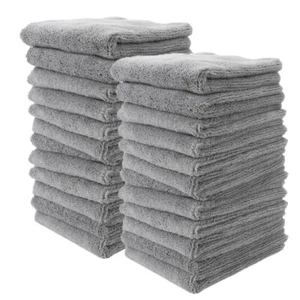 24 Pcs Microfiber Towel Edgeless No Scratch Cleaning Clothes 16x16" 380 GSM Gray - Picture 1 of 4