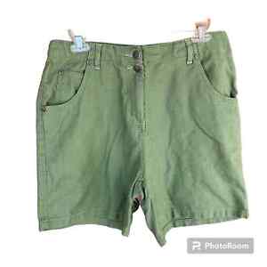 Vintage Woolrich High Rise Linen Shorts Green Zip 2 Button Zip Fly Pockets  M