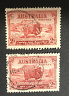 1934 2d Macarthur (Merino Ram) Both Dark & Light Hills Set of 2 Used Stamps