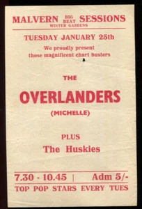 original UK 60's Gig Flyer :  THE OVERLANDERS / THE HUSKIES - Picture 1 of 2