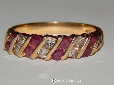 14K SOLID YELLOW GOLD  EFFY RUBY & DIAMOND 5 MM  STACKING BAND RING SIZE 4.75 - Image 1 of 4