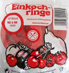 10 Stück Einkochringe Einmachringe Gummiringe 65x90 für Drahtbügelgläser - Bild 1 von 1