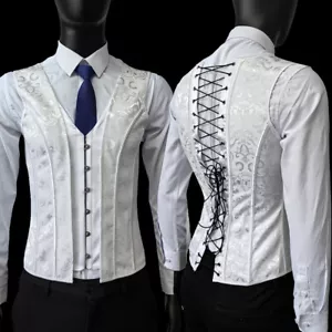 Corset Vest Tummy Control Waist Girdle Medieval Waistcoat Lace Up Boned Costume - Picture 1 of 25