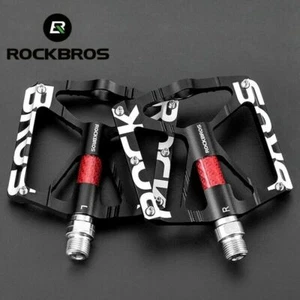RockBros Mountain Road Bike Pedals Bicycle Flat Platform Alloy 4 Bearings 9/16" - Picture 1 of 14
