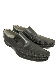 Steve Madden M Trace Mens Gray Leather Loafers Shoes 11.5M Slip On Comfort