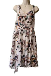 Anthropologie MEADOW RUE Beach Treasures Kleid 6 Drapiert V-Ausschnitt Gefüttert Asymmetrisch - Bild 1 von 19