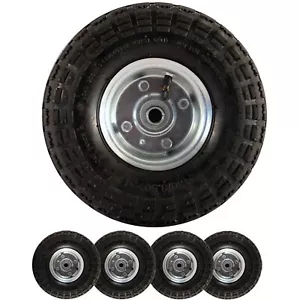 4 x 10" PNEUMATIC SACK TRUCK WHEELBARROW TYRES TROLLEY WHEEL CART TYRE WHEELS - Bild 1 von 5