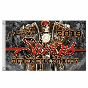 2019 Sturgis Motorcycle Rally #1 WILD WEST Sturgis Rally Biker Flag | 3' x 5' - Picture 1 of 1
