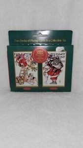Vintage Norman Rockwell Saturday Evening Post Playing Cards Collectible Tin NIB