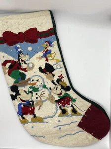 Disney Cross Stitch Christmas Stocking Mickey Minnie Snowman Goofy Donald RARE - Picture 1 of 4