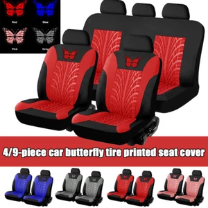 Car Seat Cover Universal Styling Full set Butterfly 3D Tire Print Interior Decor - Foto 1 di 24