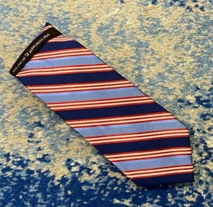 NEW Black Brown 1826 Red Blue Silver Bias Stripes Silk Necktie - Picture 1 of 4