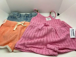Old Navy Toddler GIRLS Shorts Set 2T Pink Top/Bottom + Denim Terry Shorts (4P) - Picture 1 of 16