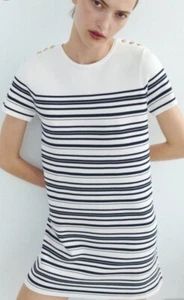 Zara gestreiftes Damen Minikleid, blau-weiß X Large - Bild 1 von 4